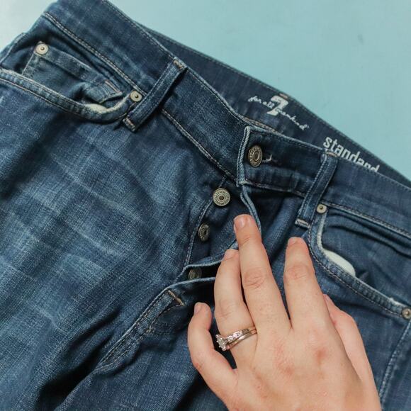 7 For All Mankind Standard Straight Leg Button Fly Mens Jeans Size 31 Waist - Picture 7 of 11